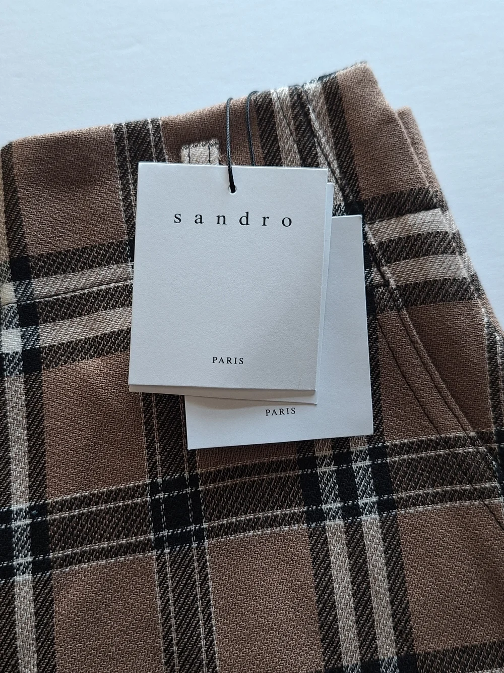 ❤️Sandro NWT! Camel Sunset Wool Blend tartan/plaid mini skirt 🤍Size 2